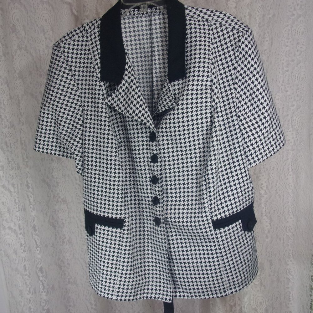 Houndstooth Jacket Black White Plus